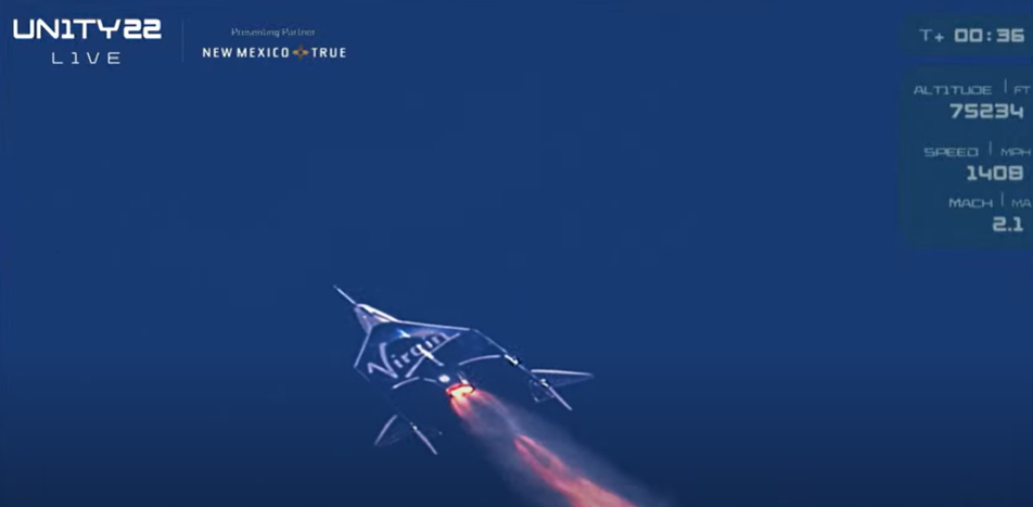 Британский миллиардер Ричард Брэнсон совершил полёт на космолёте производства собственной компании 1