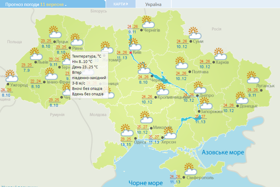 Сонце і м'які температури: погода в Україні на 11 вересня 1