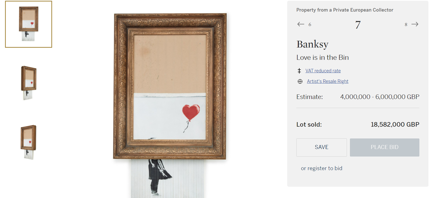 Изрезанную картину Бэнкси повторно продали на Sotheby's почти за 26 миллионов долларов 1