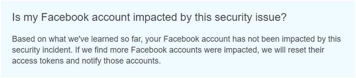 Аккаунт в Facebook не был затронут