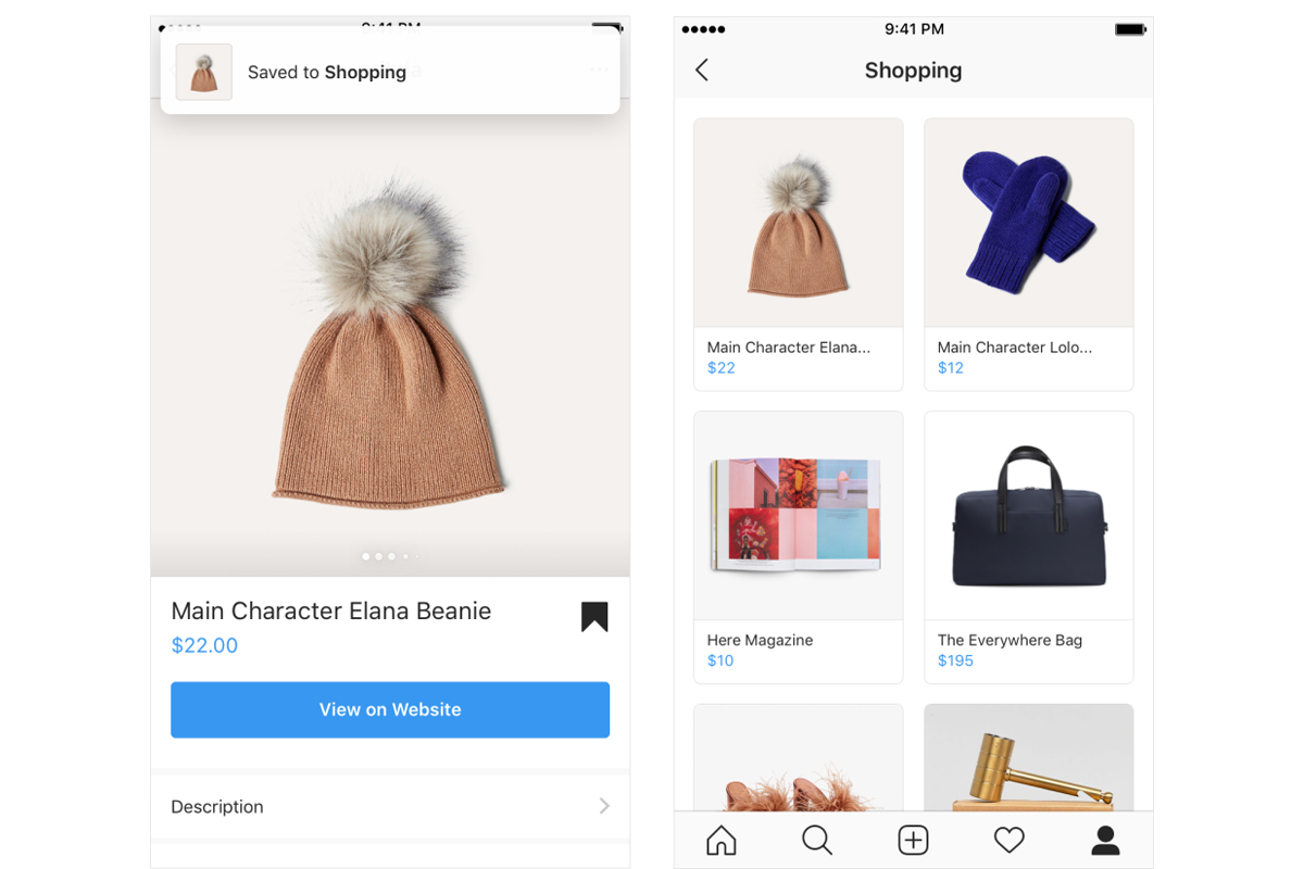 Любую вещь можно будет сохранить в своей коллекции Instagram