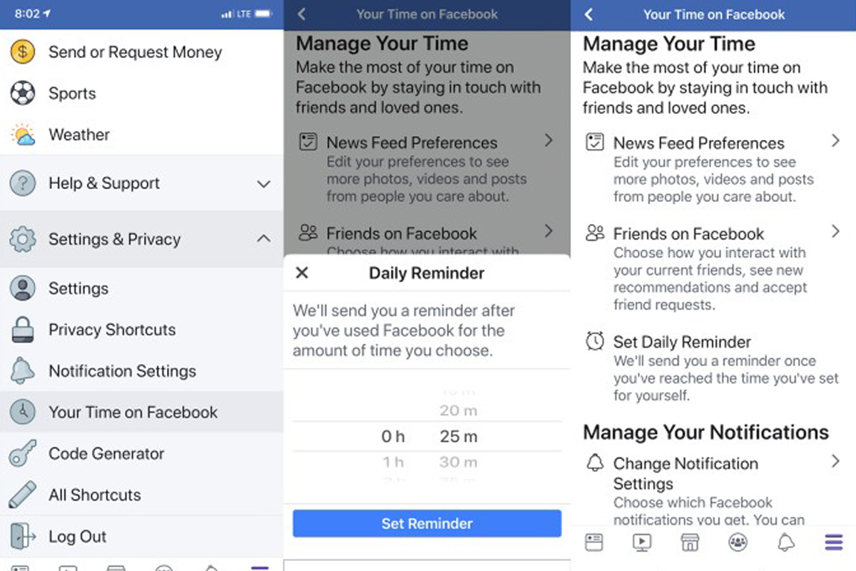 Новая функция «Your time on Facebook»