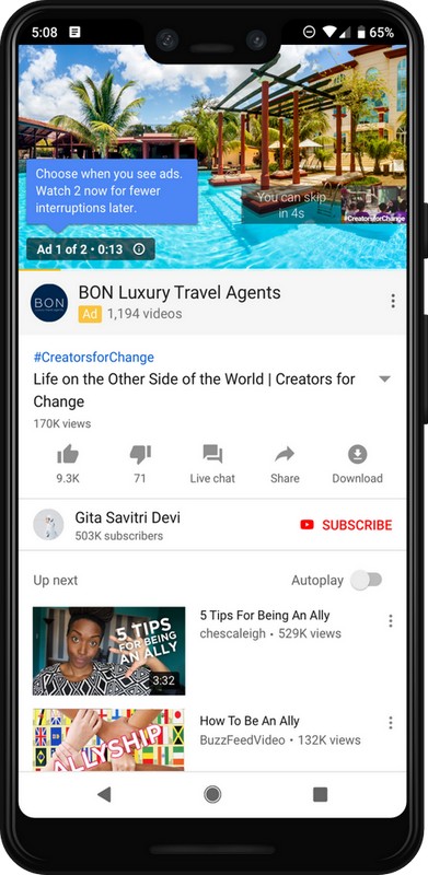 Теперь YouTube будет показывать два рекламных ролика перед видео