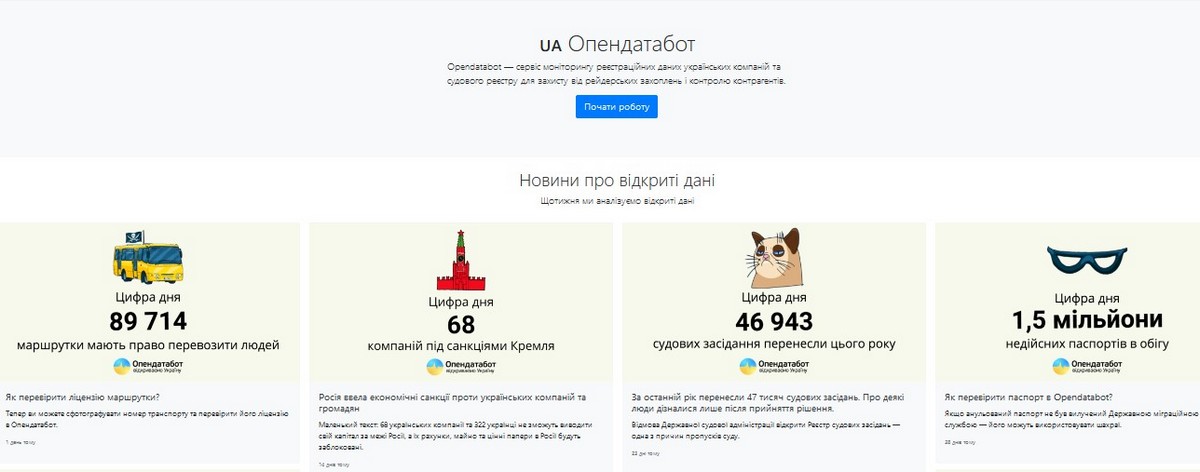 Opendatabot - сервис для поиска информации о компаниях
