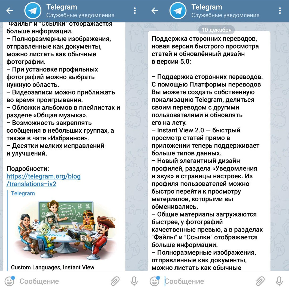 Полный список самых важных обновлений Telegram Полный список самых важных обновлений Telegram
