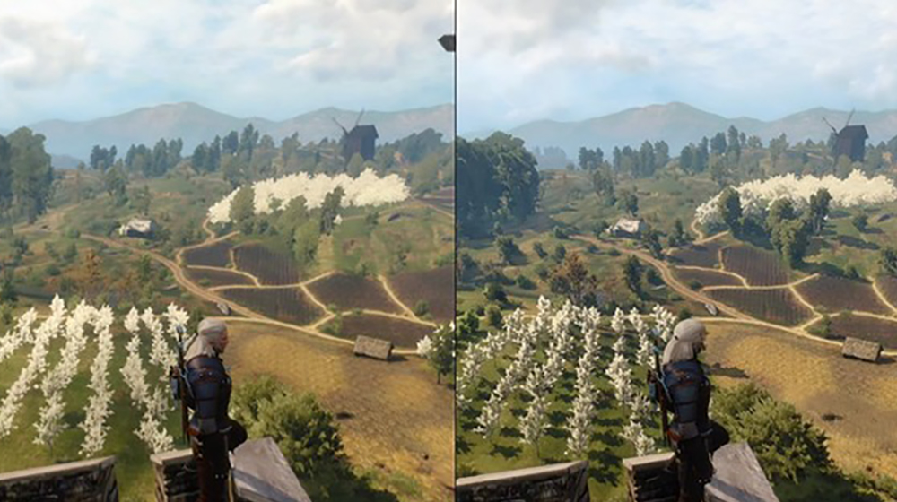 «Ведьмак 3» на Xbox One (слева) и на ПК (справа). ПК безоговорочно побеждает