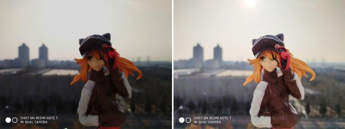 Режим портрета слева и режим с подсветкой справа 