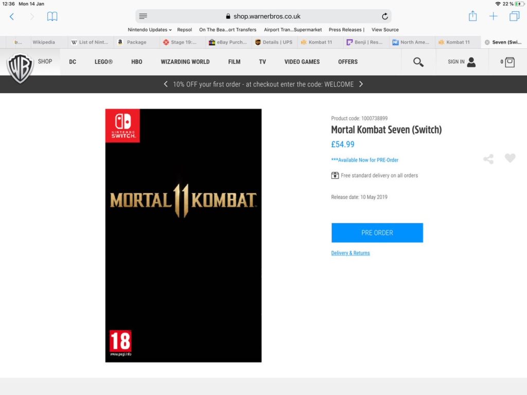 Скриншот с интернет-магазина по предзаказу MK11