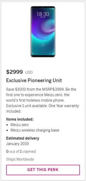 Первую доступную модель Meizu Zero купили за 2999 долларов