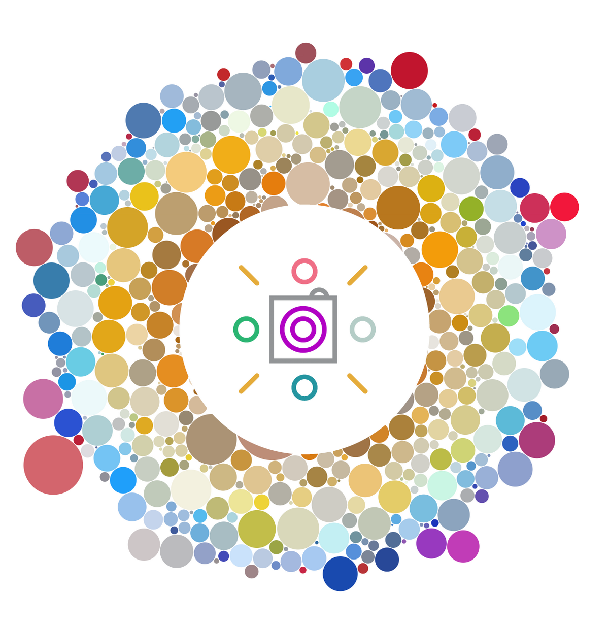 После авторизации программа анализирует профиль пользователя и представляет картинку с определенным количеством цветных точек