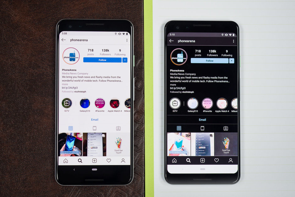При инверсии цвета в Android Pie фото в некоторых приложения отображаются некорректно