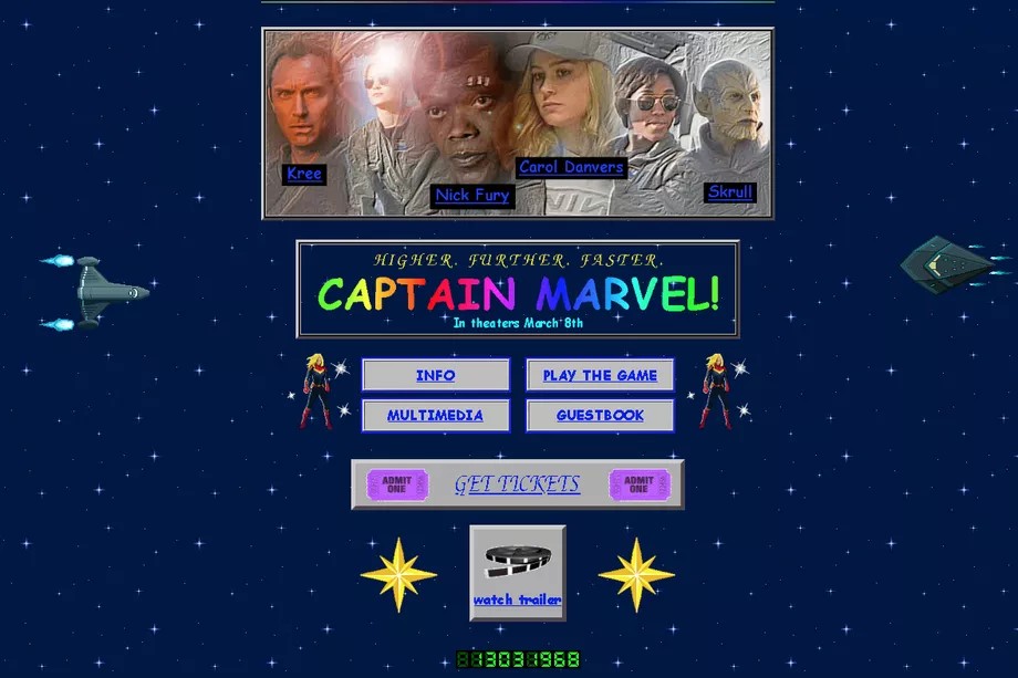 Студия Marvel создала ретро-сайт для продвижения фильма Captain Marvel