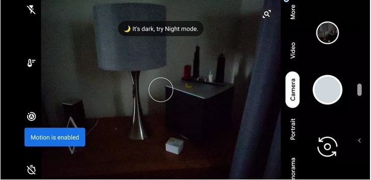 Режим фото при слабом освещении в Google Pixel 3