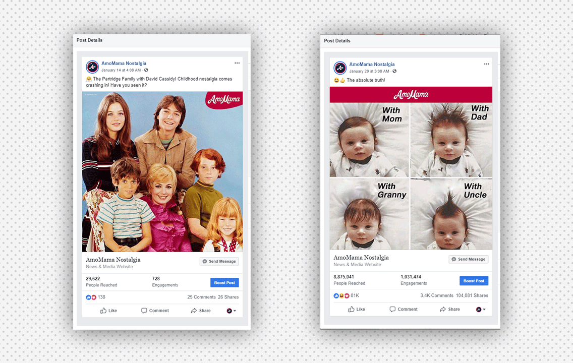 В работе с Facebook необходимо отталкиваться от работы алгоритма выдачи контента в ленте