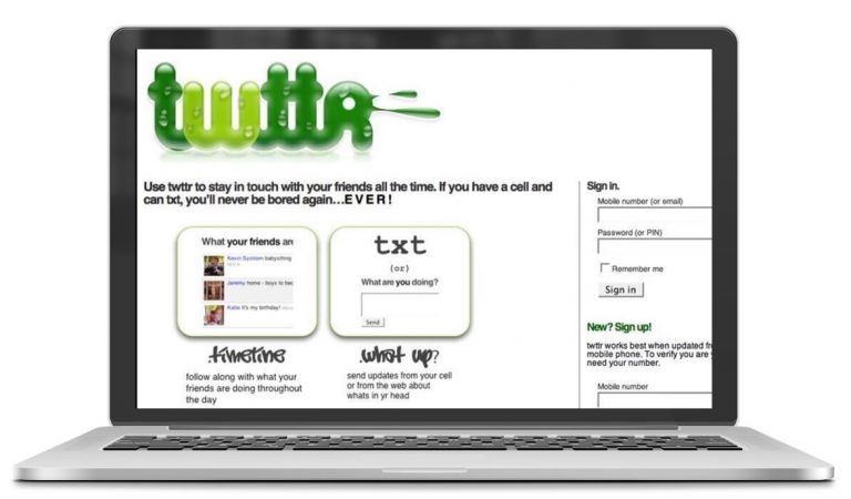 Первый дизайн Twitter Первый дизайн Twitter