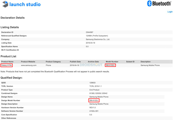 Bluetooth SIG раскрыл его маркетинговое название — Galaxy A10e