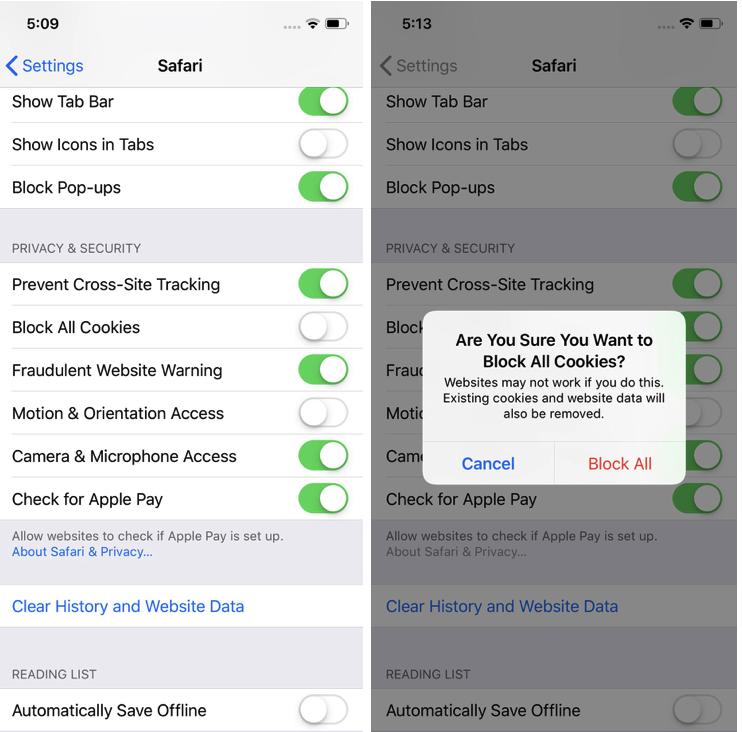 Вы давно заходили в настройки Safari?