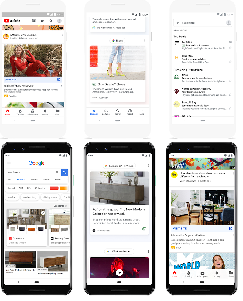 Общий вид на новую рекламу от Google