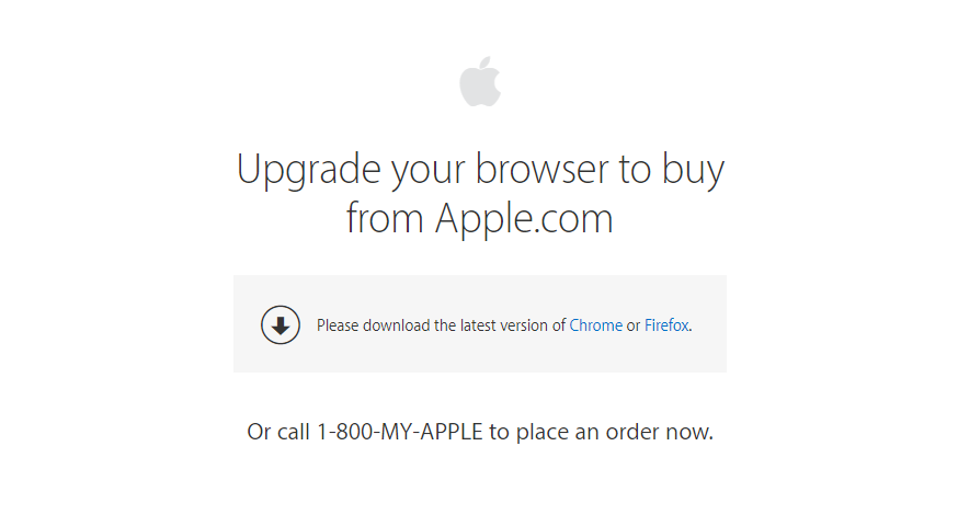 Обойти ограничение, воспользовавшись сторонним браузером, не выйдет