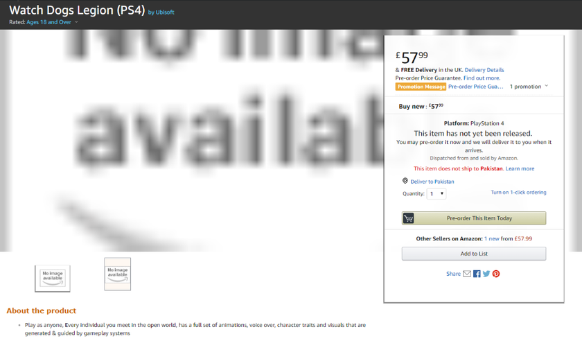 Скрин слива новой части Watch Dogs с Amazon