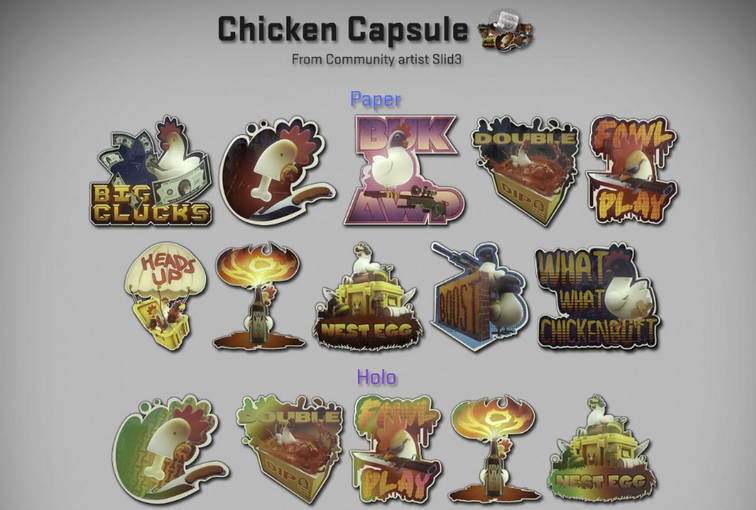 Наклейки из новеньких лутбоксов в CS:GO