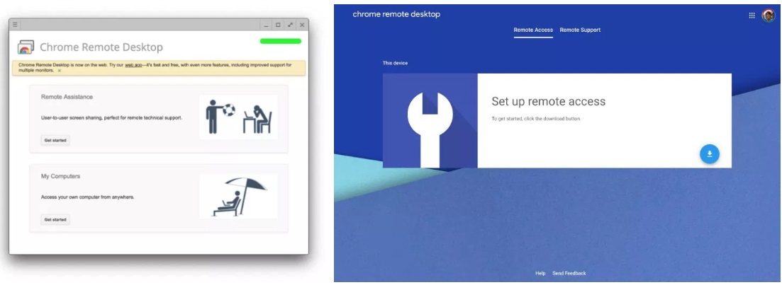 Старый и новый Chrome Remote Desktop Старый и новый Chrome Remote Desktop
