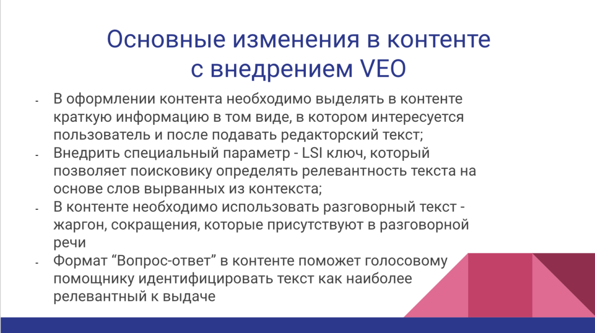 Основные изменения в контенте с внедрением оптимизации под голосовой поиск
