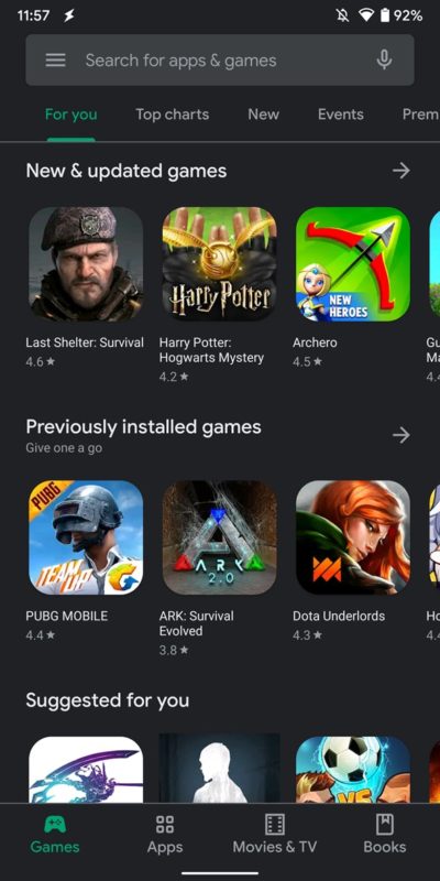 Dark Mode в Google Play Dark Mode в Google Play