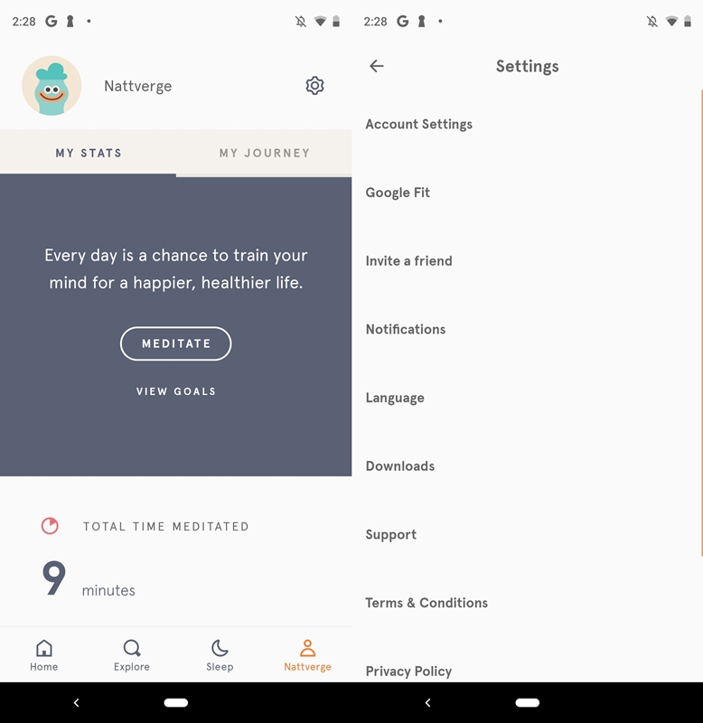 Синхронизация HEADSPACE