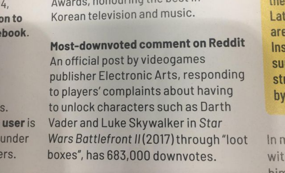 EA попала в Книгу рекордов Гиннесса за самый «задизлайканый» комментарий на Reddit