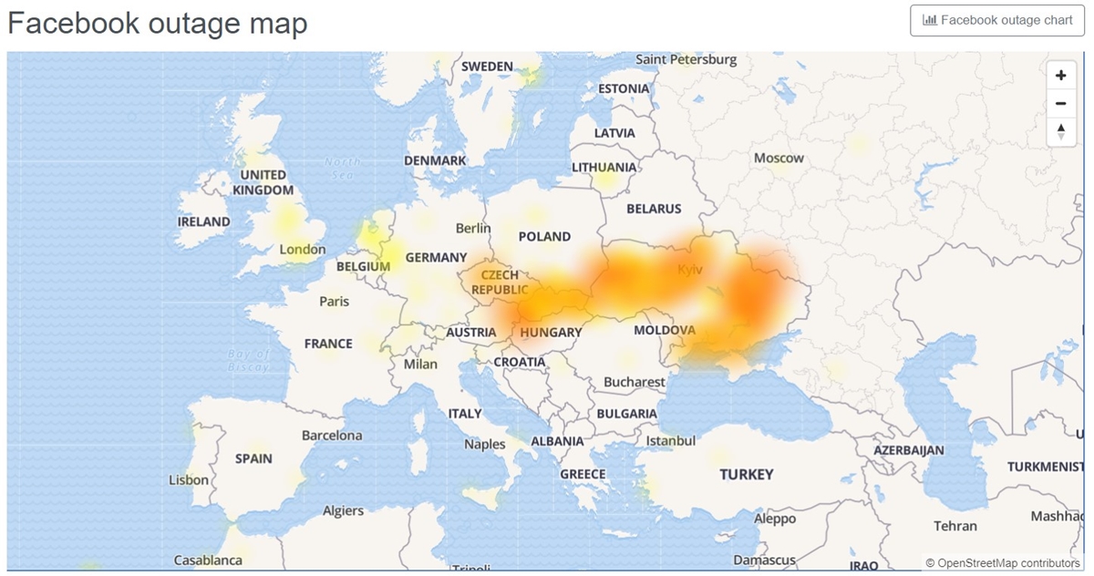 Карта сбоев Facebook