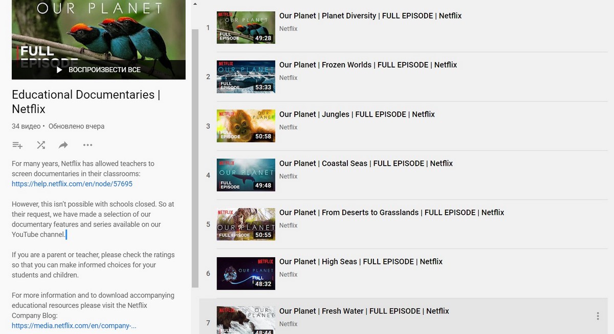 Netflix выложила собственные документальные фильмы на YouTube