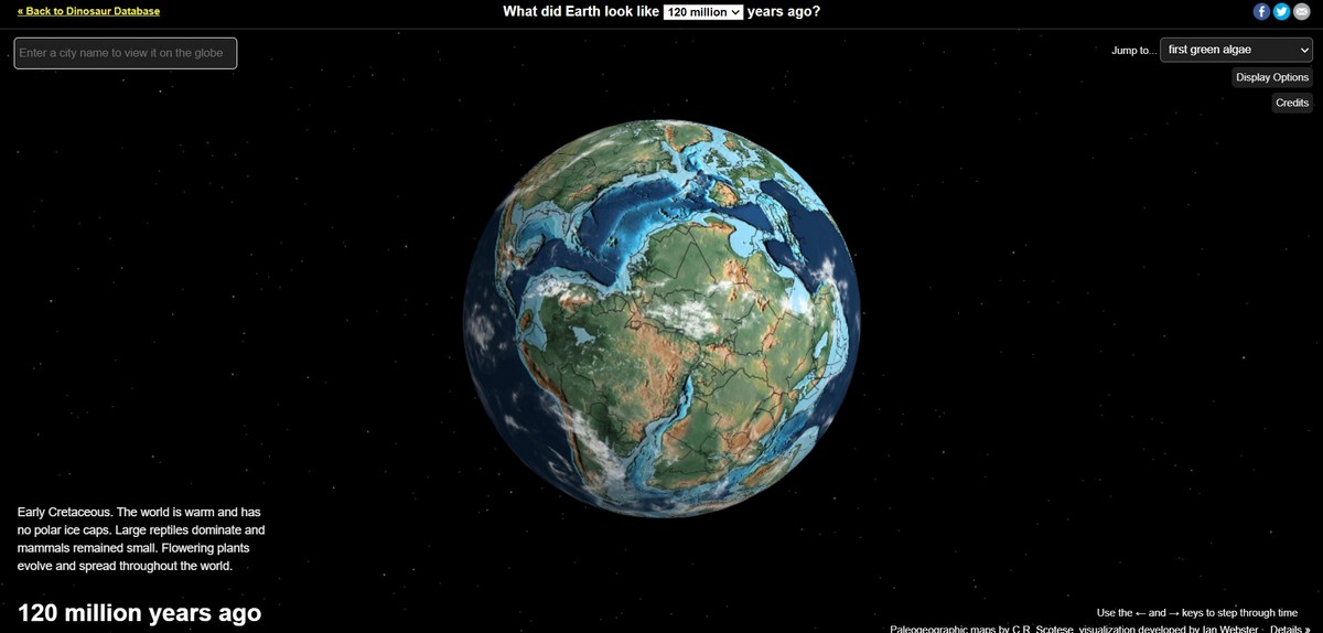 Палеонтолог создал сайт, который показывает расположение любого города в эпоху динозавров