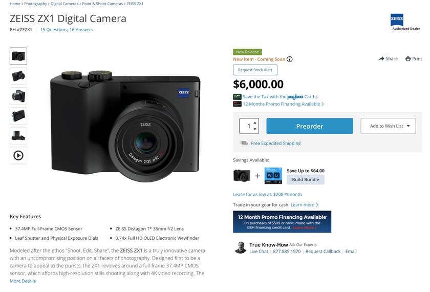 Камера Zeiss ZX1 с Android и предустановленным Lightroom стала доступна для предзаказа спустя два года после анонса