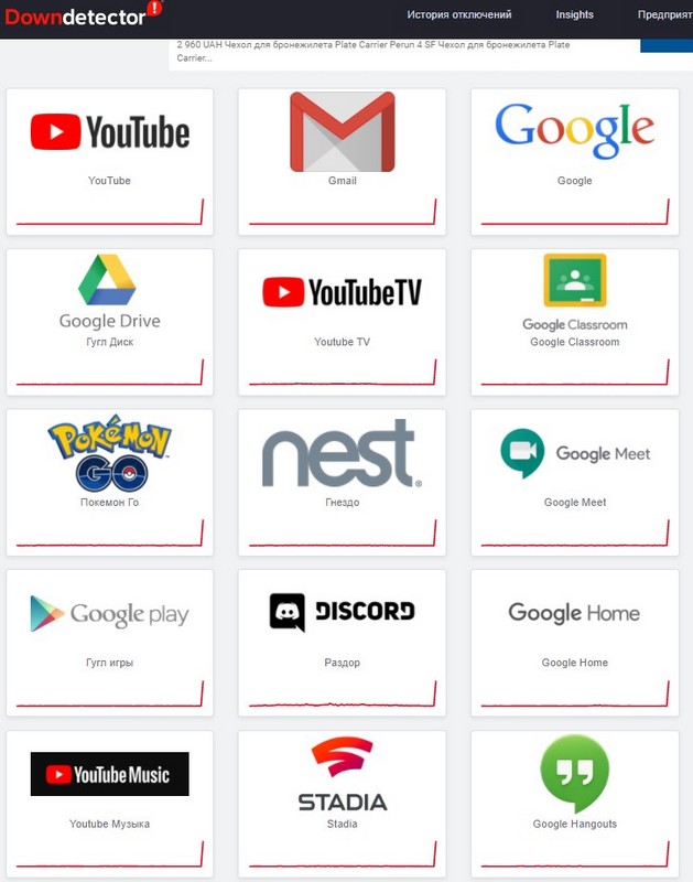 В работе сервисов Google произошел масштабный сбой